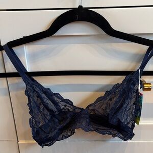 Elegant Lace Bralette in Navy Blue
